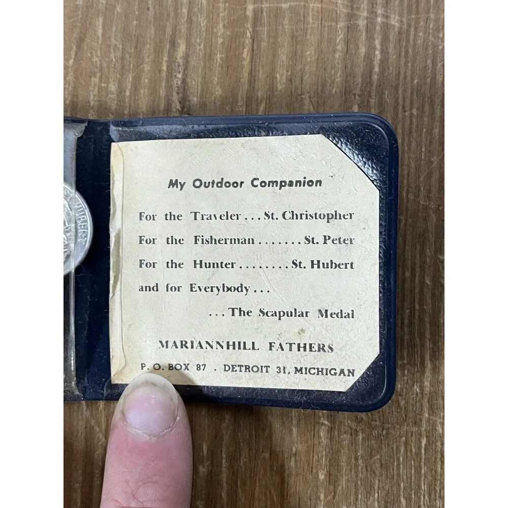 Vintage Medal My Outdoor Companion, 4Way Scapular Medal, 1940s-50s, In Holder